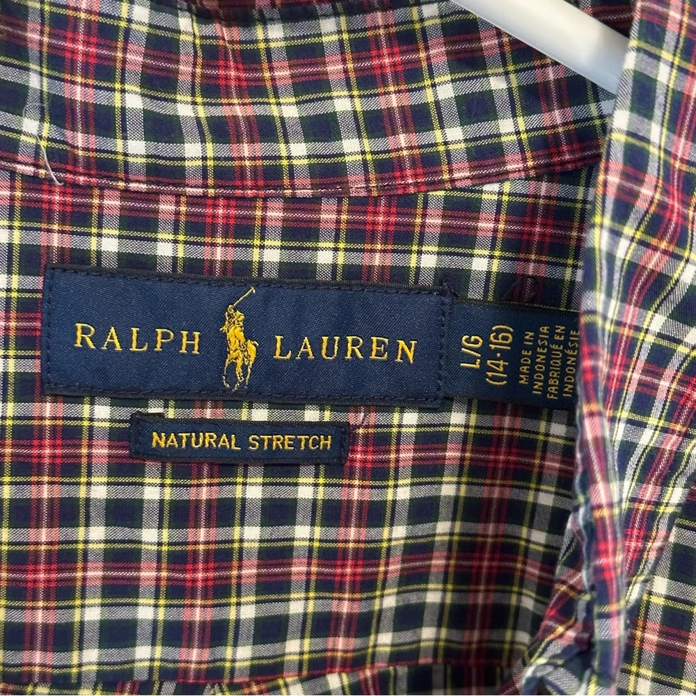 Ralph Lauren Boys Plaid Natural Stretch Button Down Long Sleeve Shirt